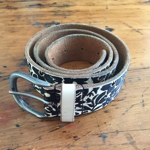 Lucky Brand Leather & Embroidered Belt, size Small